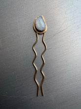 Load image into Gallery viewer, Moonstone brass hair pin
