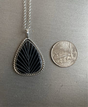 Load image into Gallery viewer, Black onyx carved leaf pendant necklace
