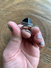 Load image into Gallery viewer, Fancy vintage black glass pyramid ring
