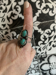 Double trouble turquoise leaf ring