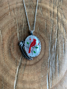 Vintage mother of pearl cardinal necklace