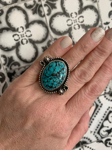 Large heavy webbed turquoise ring