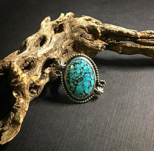 Large heavy webbed turquoise ring