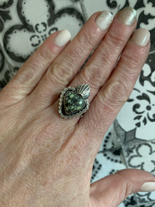 Desert bloom variscite sacred heart ring