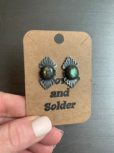 Labradorite fan post earrings