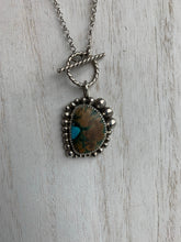 Load image into Gallery viewer, Toggle turquoise inlay and wood cabochon pendant necklace
