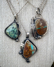 Load image into Gallery viewer, Royston ribbon turquoise and leaf pendant necklace
