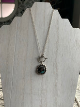 Load image into Gallery viewer, Mini toggle turquoise inlay and wood cabochon pendant necklace
